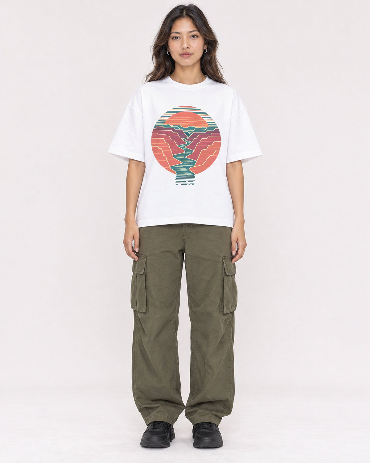 Mockup Boxy Heavyweight Tee White female full-body 02