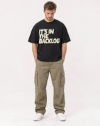 Mockup Boxy Heavyweight Tee Black male full-body 08