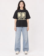 Mockup Boxy Heavyweight Tee Black female full-body 03