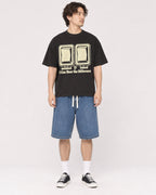 Mockup Boxy Heavyweight Tee Black male full-body 03