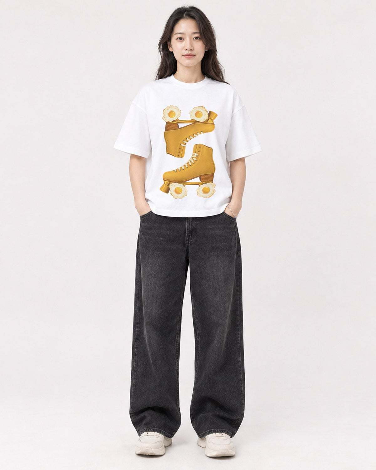Mockup Boxy Heavyweight Tee White female full-body 03