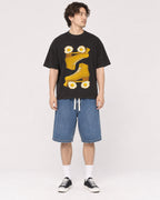 Mockup Boxy Heavyweight Tee Black male full-body 03