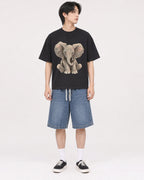 Mockup Boxy Heavyweight Tee Black male full-body 11