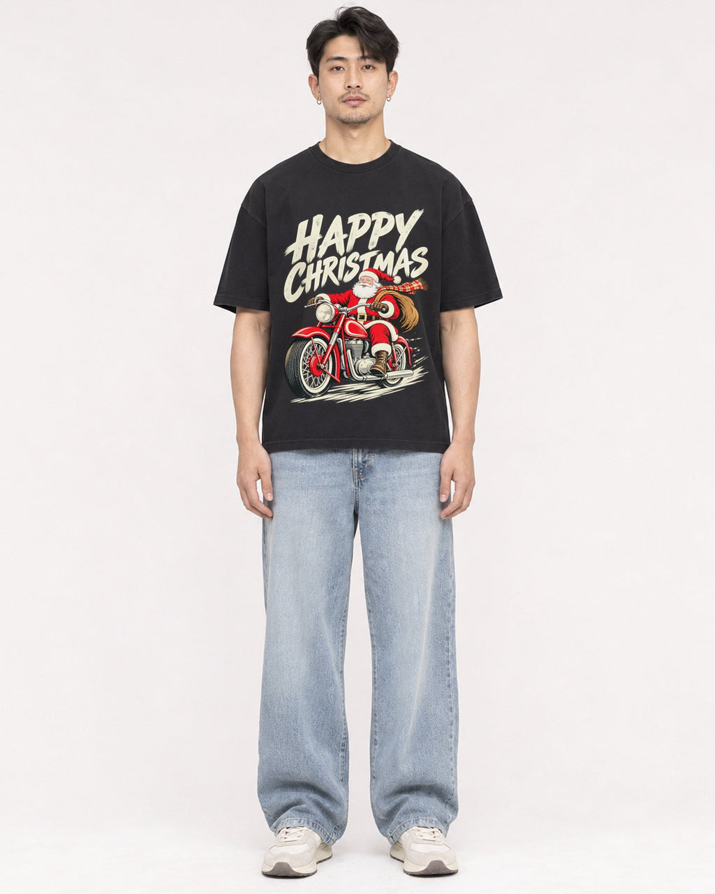 Mockup Boxy Heavyweight Tee Black male full-body 13