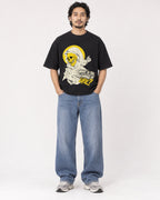 Mockup Boxy Heavyweight Tee Black male full-body 22