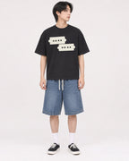 Mockup Boxy Heavyweight Tee Black male full-body 11