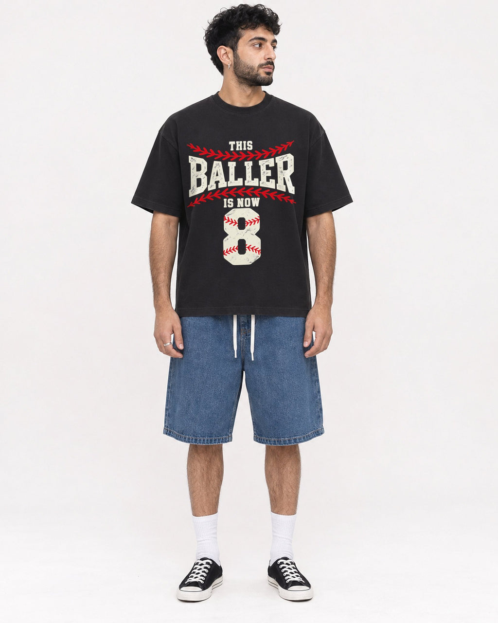 Mockup Boxy Heavyweight Tee Black male full-body 07