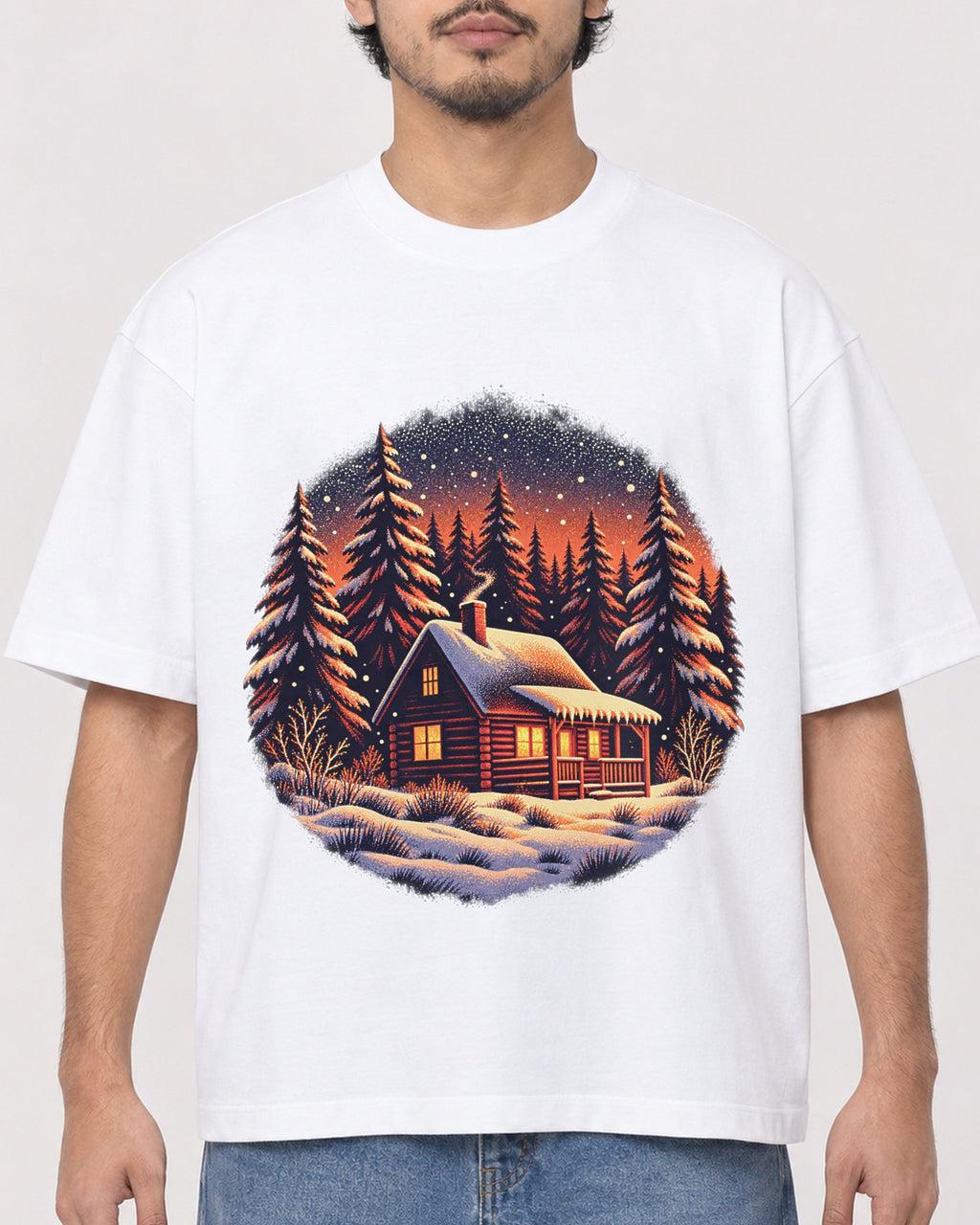 Mockup Boxy Heavyweight Tee White male close-up 02