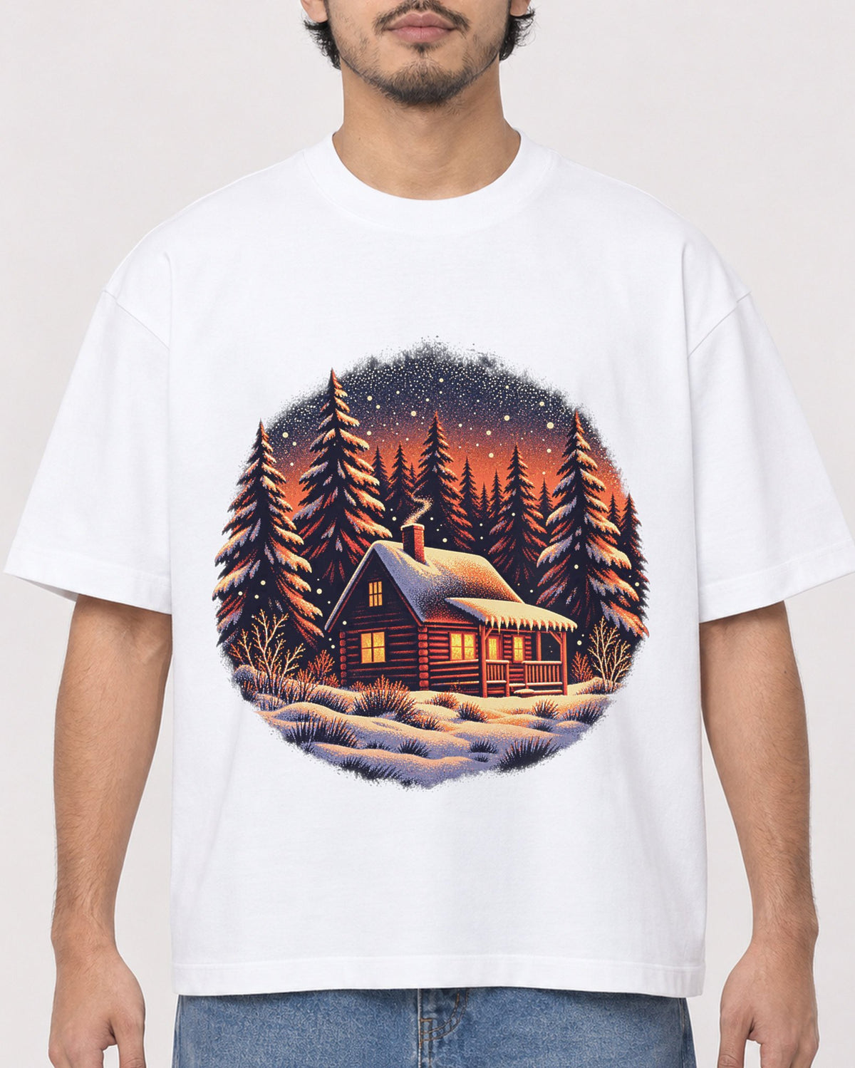 Mockup Boxy Heavyweight Tee White male close-up 02