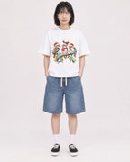 Mockup Boxy Heavyweight Tee White female full-body 11