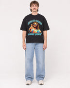Mockup Boxy Heavyweight Tee Black male full-body 29