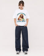 Mockup Boxy Heavyweight Tee White female full-body 29