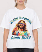 Mockup Boxy Heavyweight Tee White female close-up 29