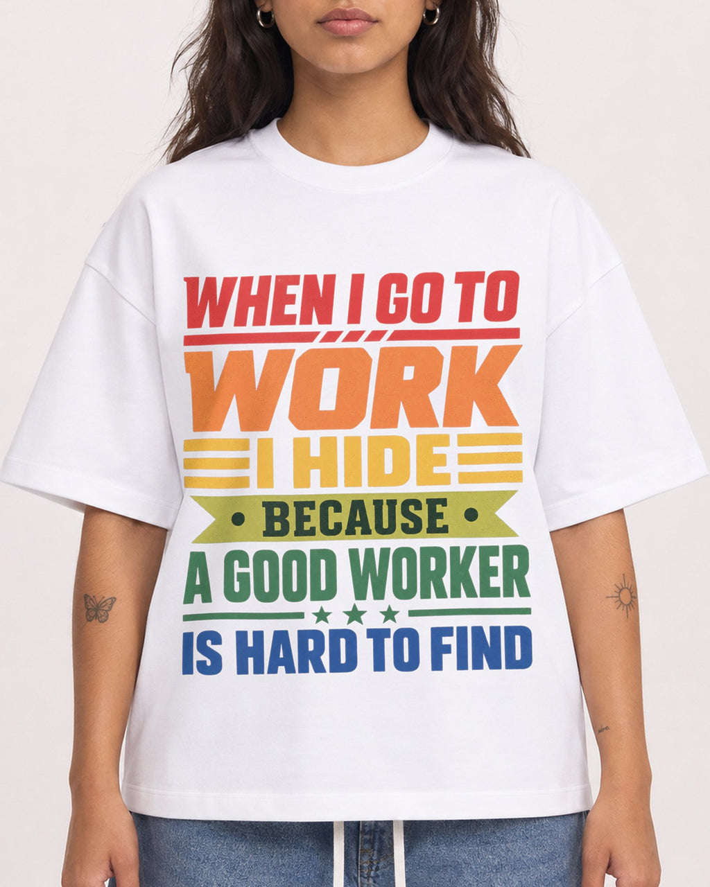 Mockup Boxy Heavyweight Tee White female close-up 06