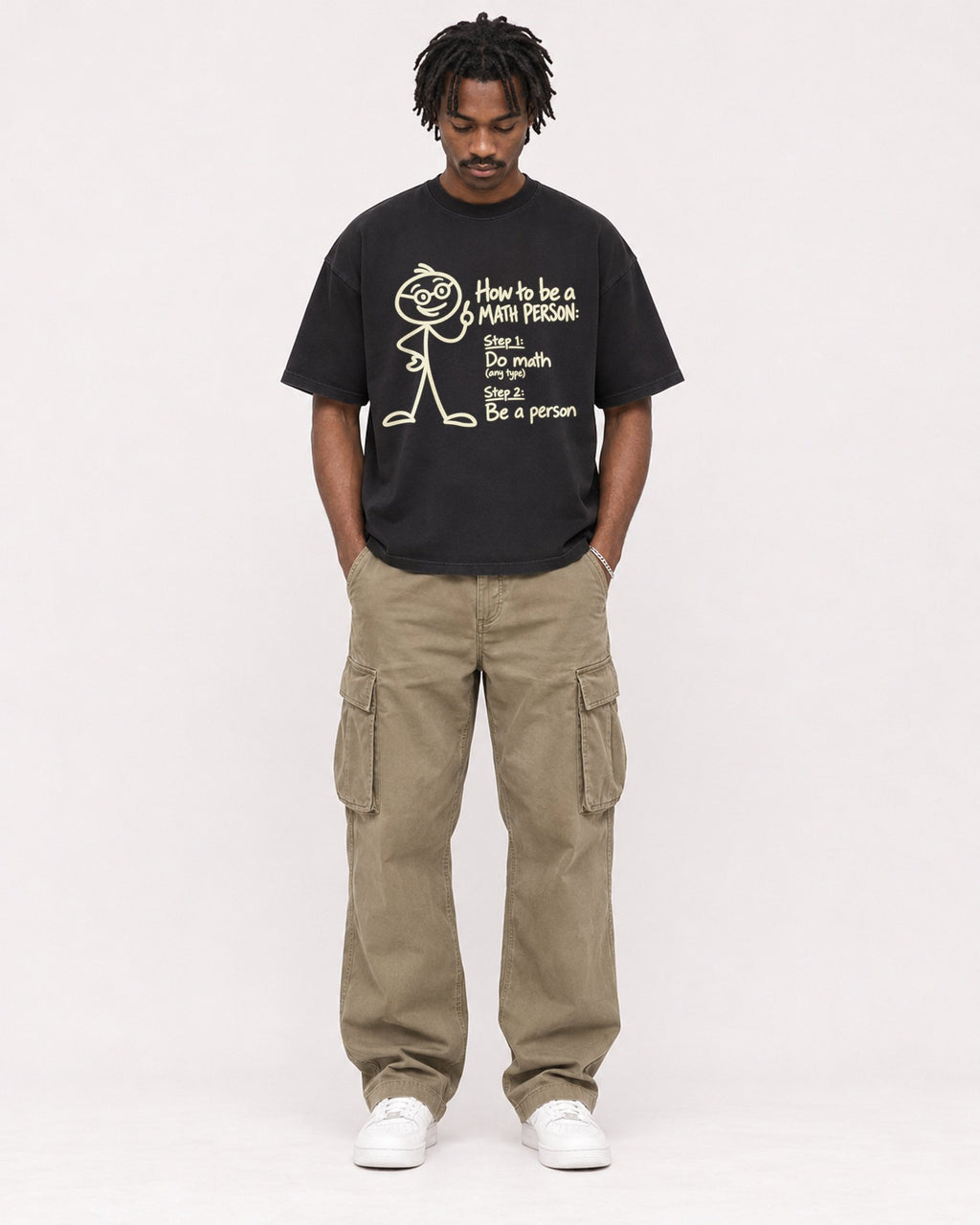 Mockup Boxy Heavyweight Tee Black male full-body 04