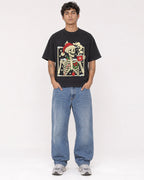 Mockup Boxy Heavyweight Tee Black male full-body 06