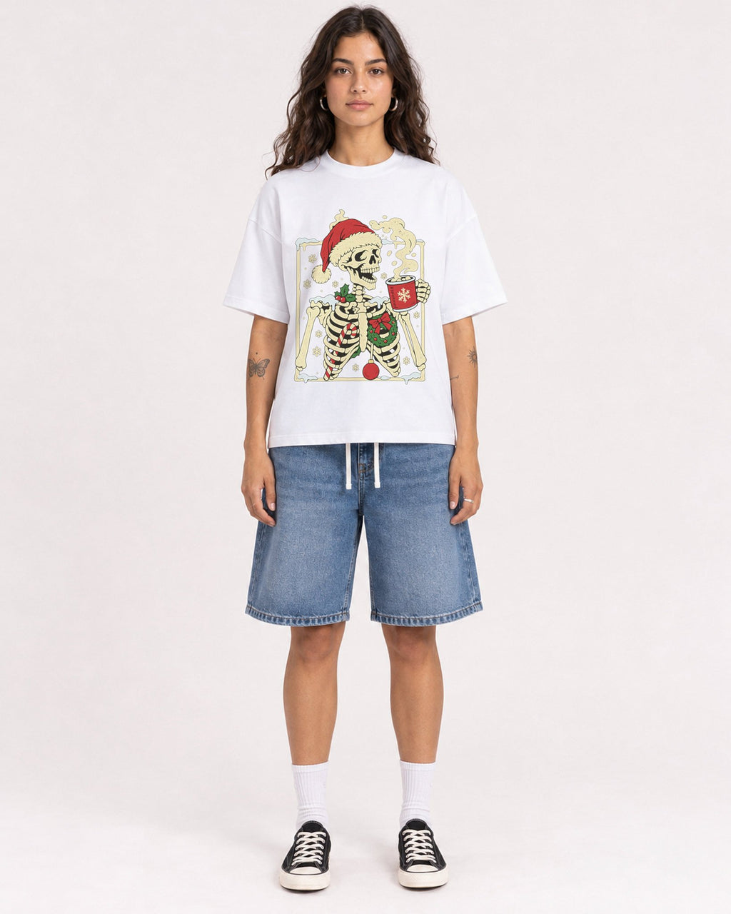 Mockup Boxy Heavyweight Tee White female full-body 06