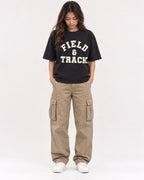 Mockup Boxy Heavyweight Tee Black female full-body 02