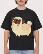 Mockup Boxy Heavyweight Tee Black male close-up 09