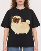 Mockup Boxy Heavyweight Tee Black female close-up 09