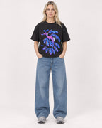 Mockup Boxy Heavyweight Tee Black female full-body 08
