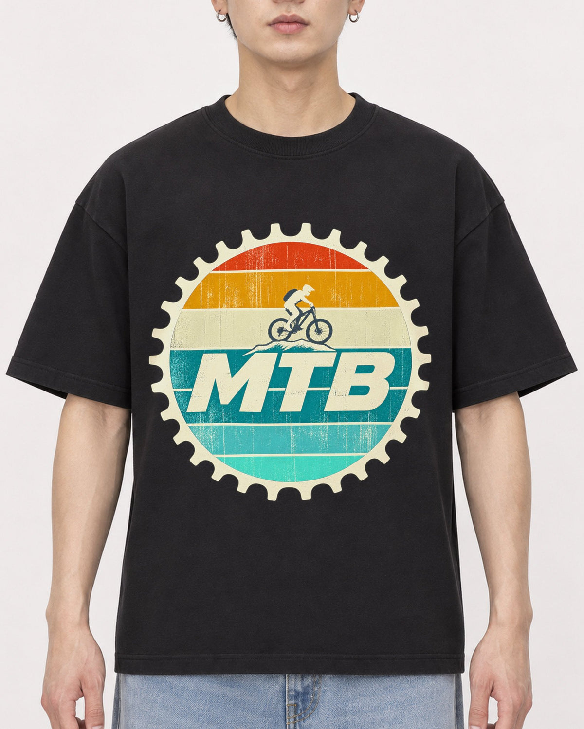 Mockup Boxy Heavyweight Tee Black male close-up 01