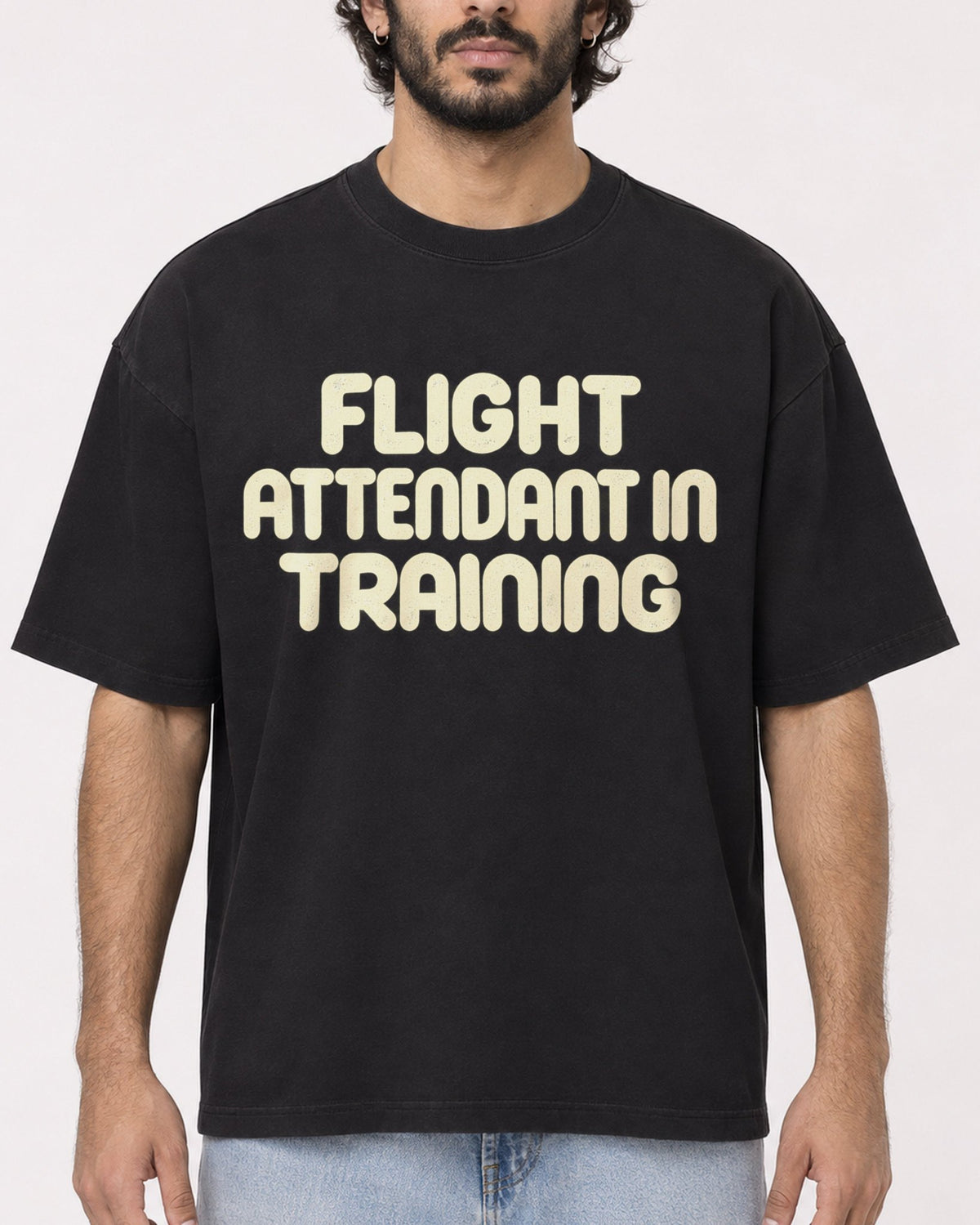 Mockup Boxy Heavyweight Tee Black male close-up 17