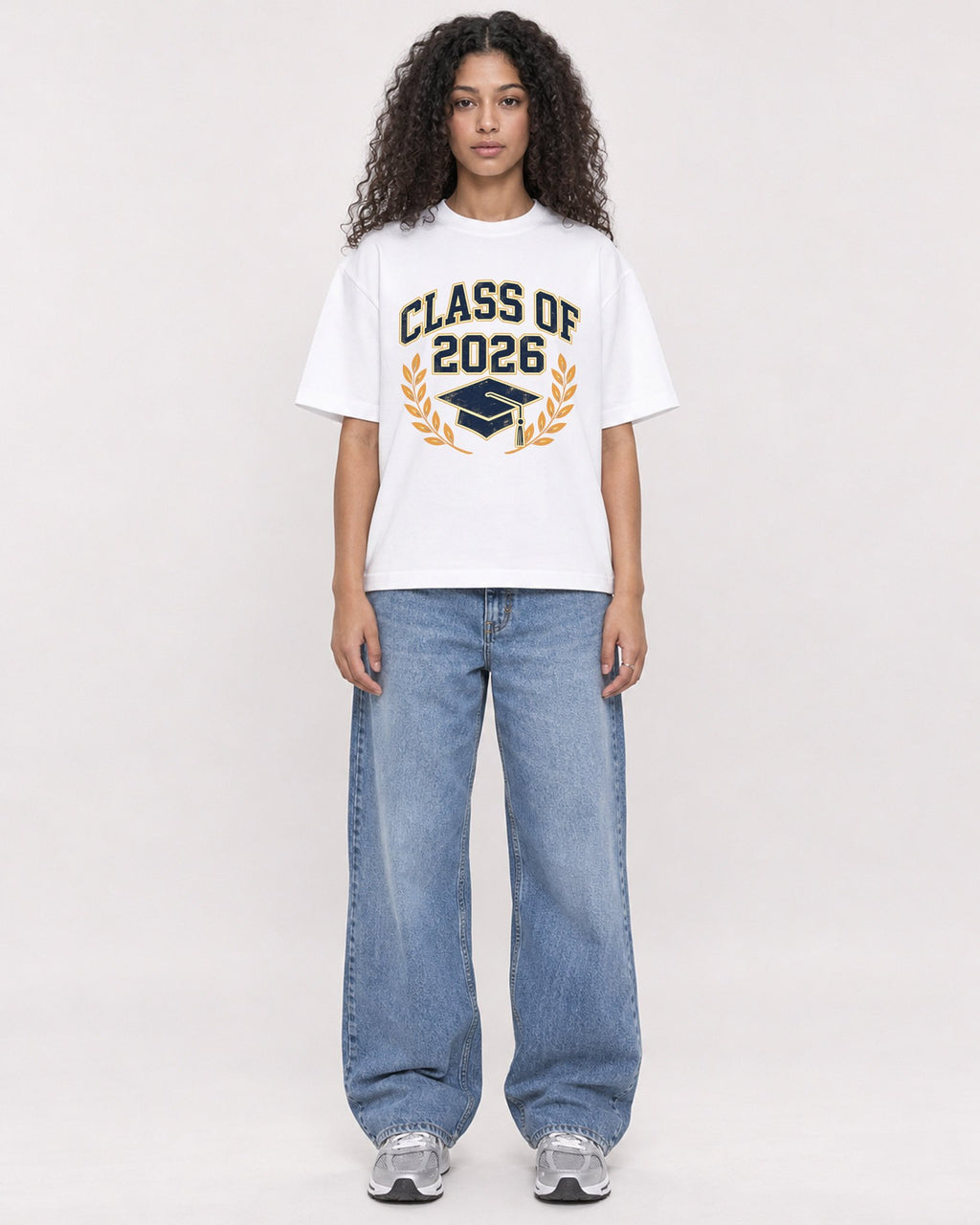 Mockup Boxy Heavyweight Tee White female full-body 10