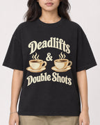 Mockup Boxy Heavyweight Tee Black female close-up 02