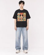 Mockup Boxy Heavyweight Tee Black male full-body 01