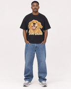 Mockup Boxy Heavyweight Tee Black male full-body 14
