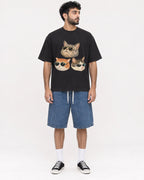 Mockup Boxy Heavyweight Tee Black male full-body 07