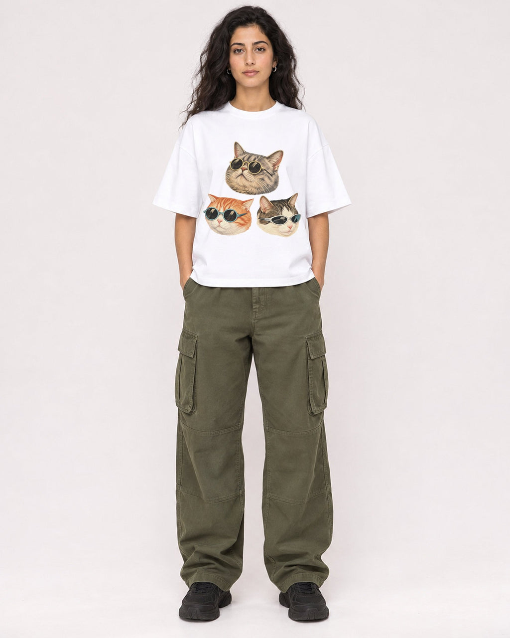 Mockup Boxy Heavyweight Tee White female full-body 07