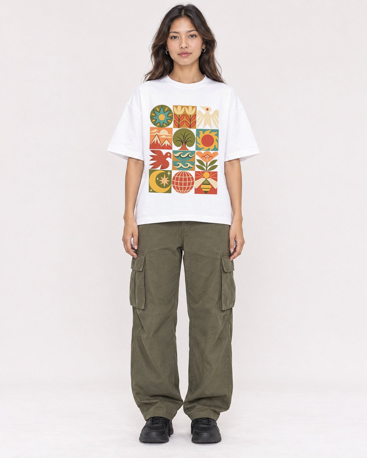 Mockup Boxy Heavyweight Tee White female full-body 02