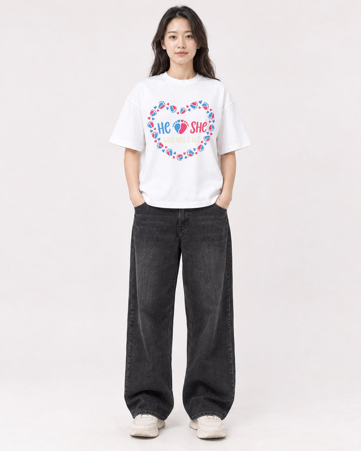 Mockup Boxy Heavyweight Tee White female full-body 03