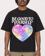 Mockup Boxy Heavyweight Tee Black male close-up 04