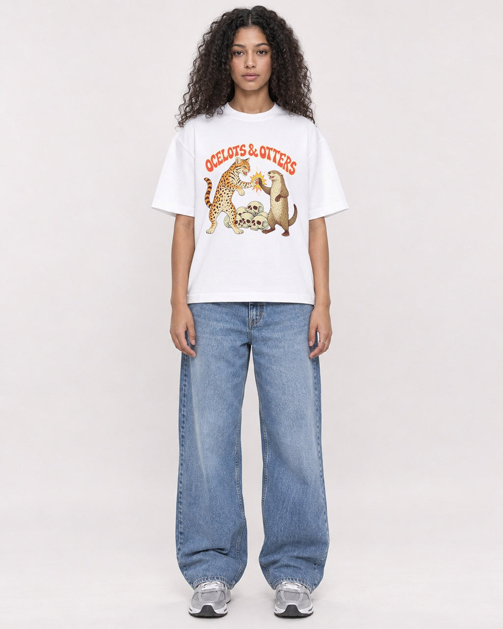 Mockup Boxy Heavyweight Tee White female full-body 10