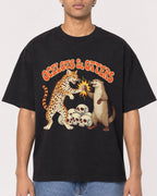 Mockup Boxy Heavyweight Tee Black male close-up 10