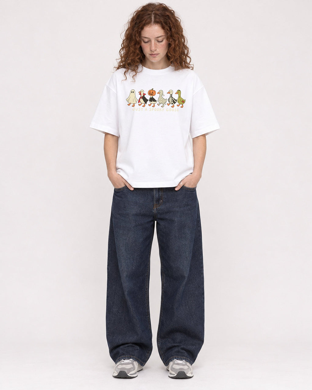 Mockup Boxy Heavyweight Tee White female full-body 09