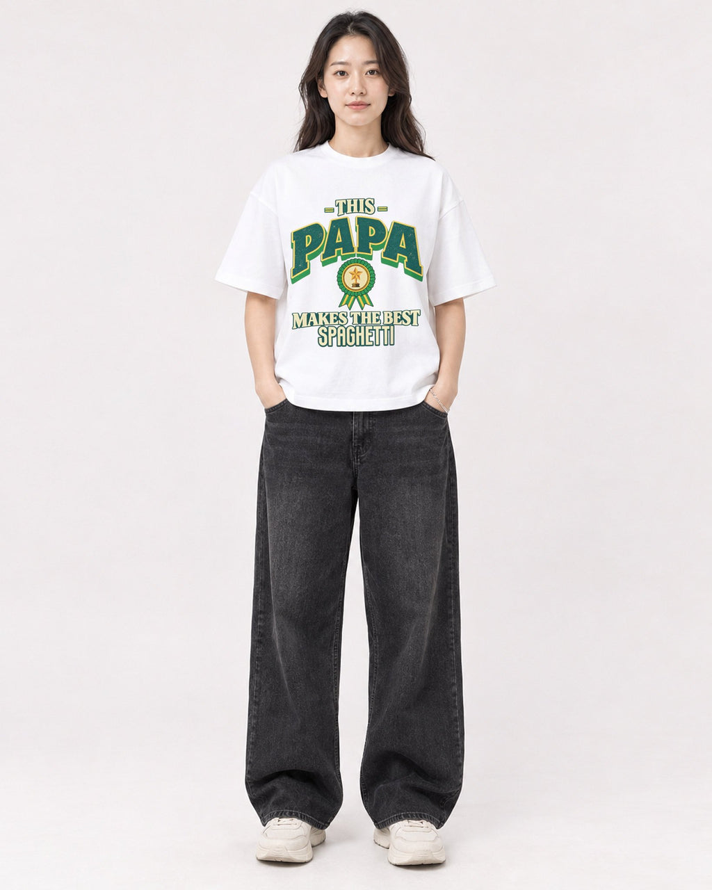 Mockup Boxy Heavyweight Tee White female full-body 03