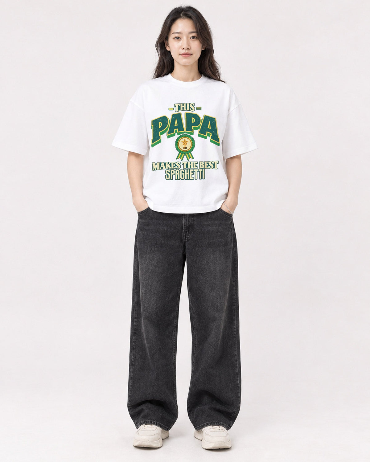 Mockup Boxy Heavyweight Tee White female full-body 03
