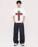 Mockup Boxy Heavyweight Tee White male full-body 01