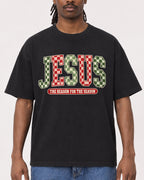 Mockup Boxy Heavyweight Tee Black male close-up 34