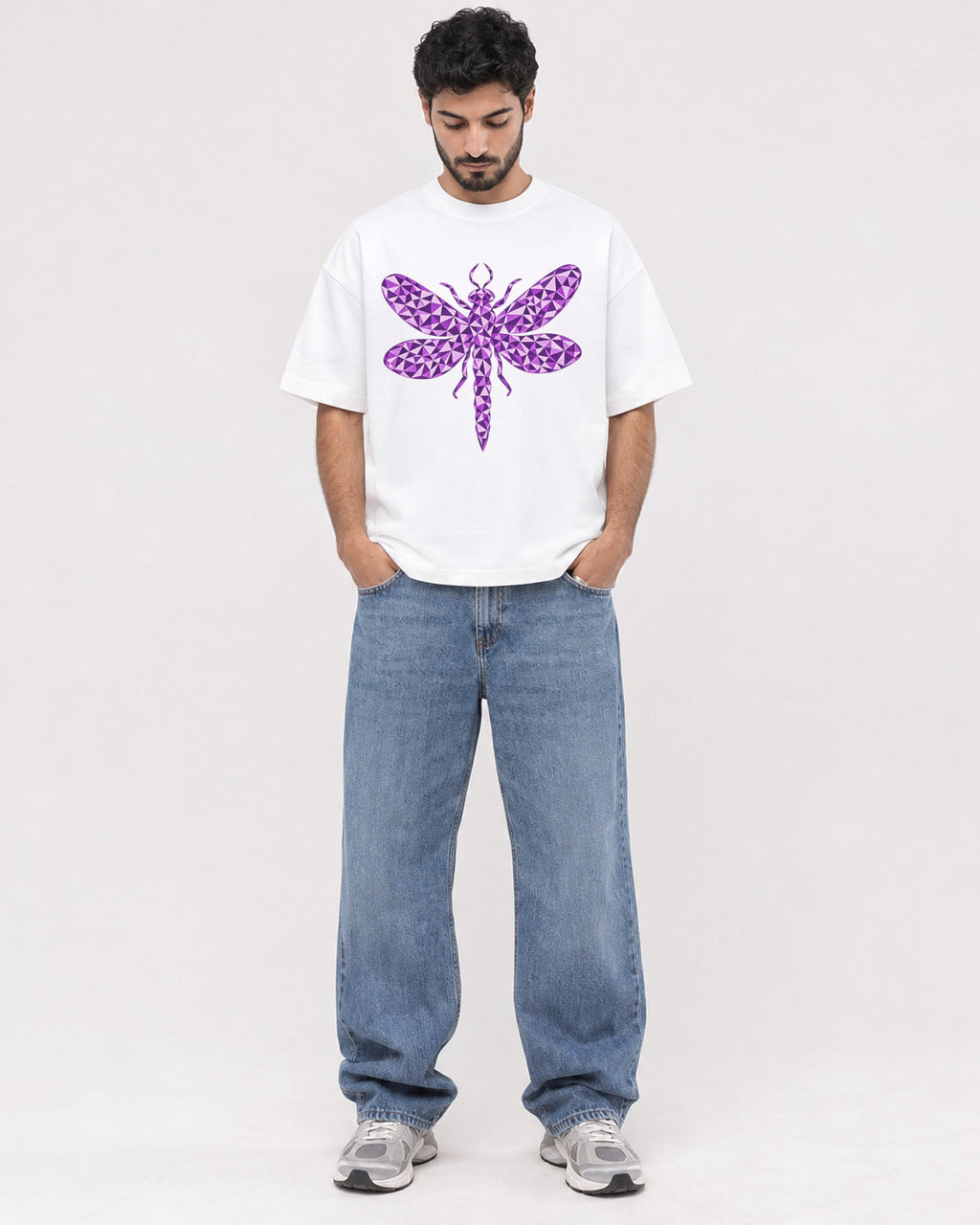 Mockup Boxy Heavyweight Tee White male full-body 07