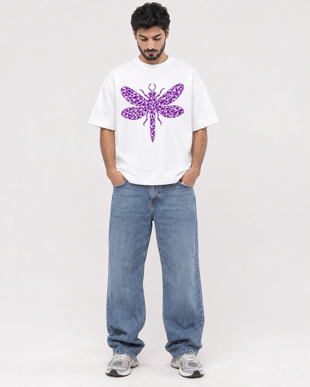 Mockup Boxy Heavyweight Tee White male full-body 07
