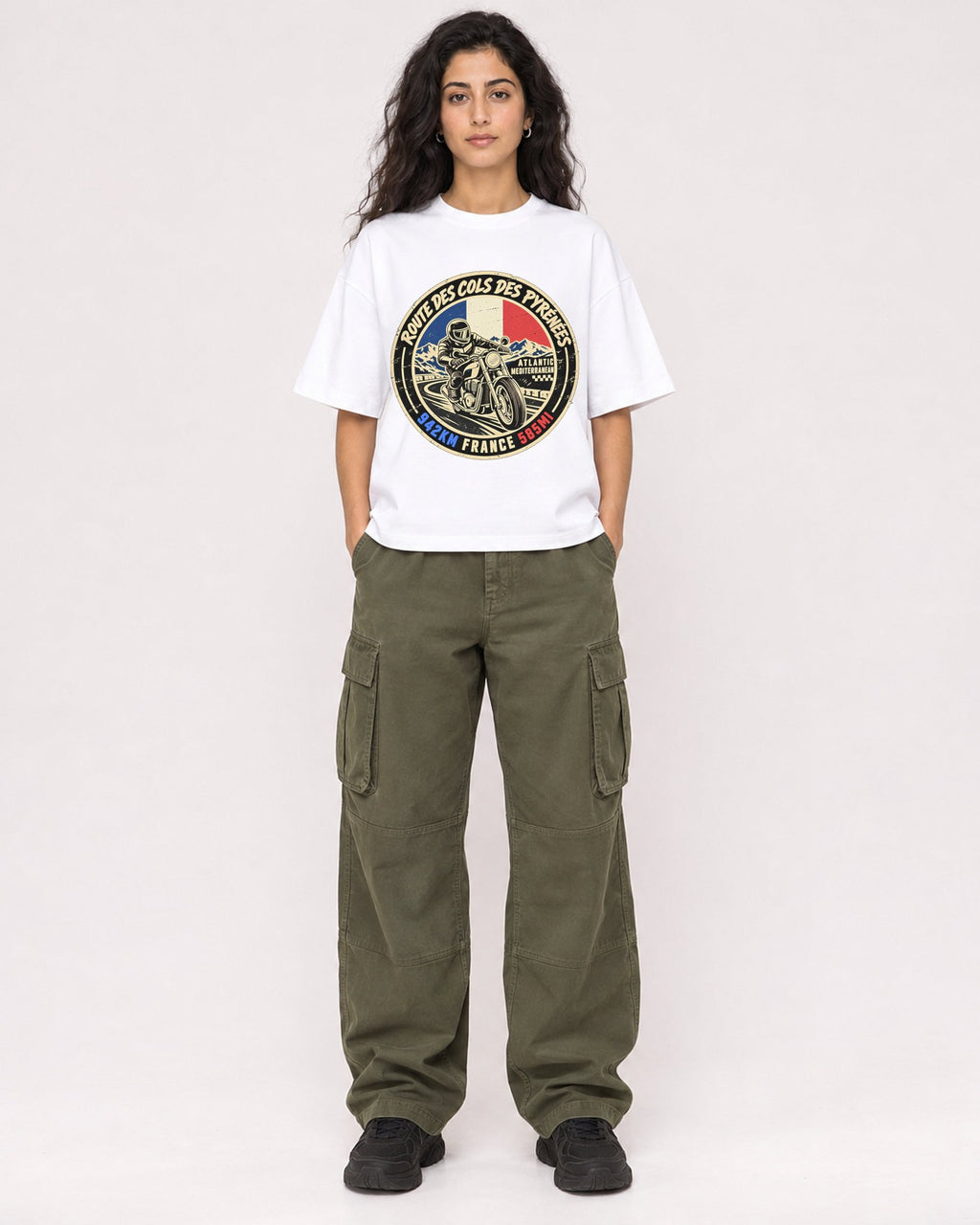 Mockup Boxy Heavyweight Tee White female full-body 07