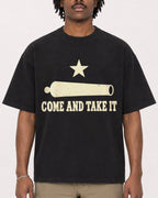 Mockup Boxy Heavyweight Tee Black male close-up 04