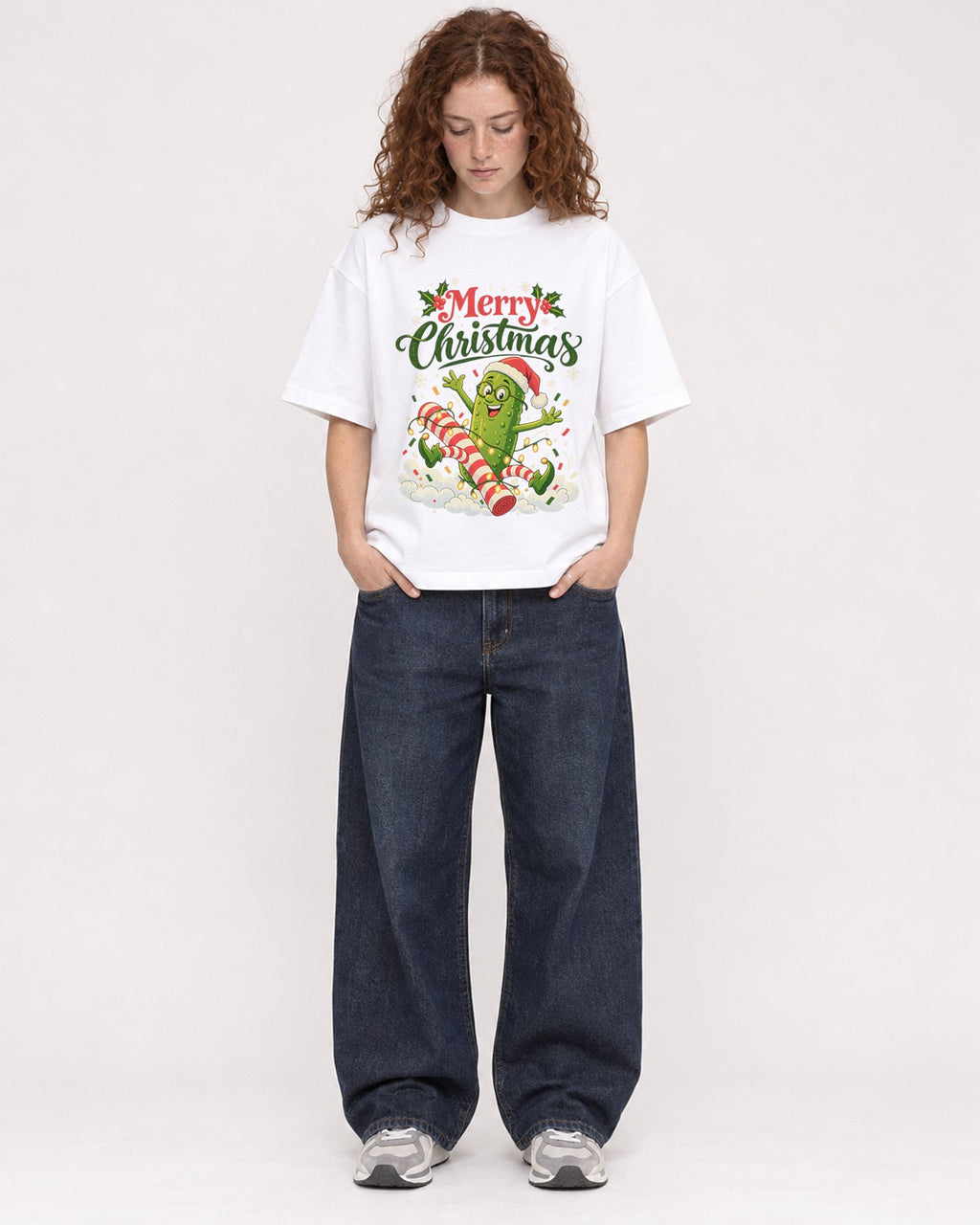 Mockup Boxy Heavyweight Tee White female full-body 09