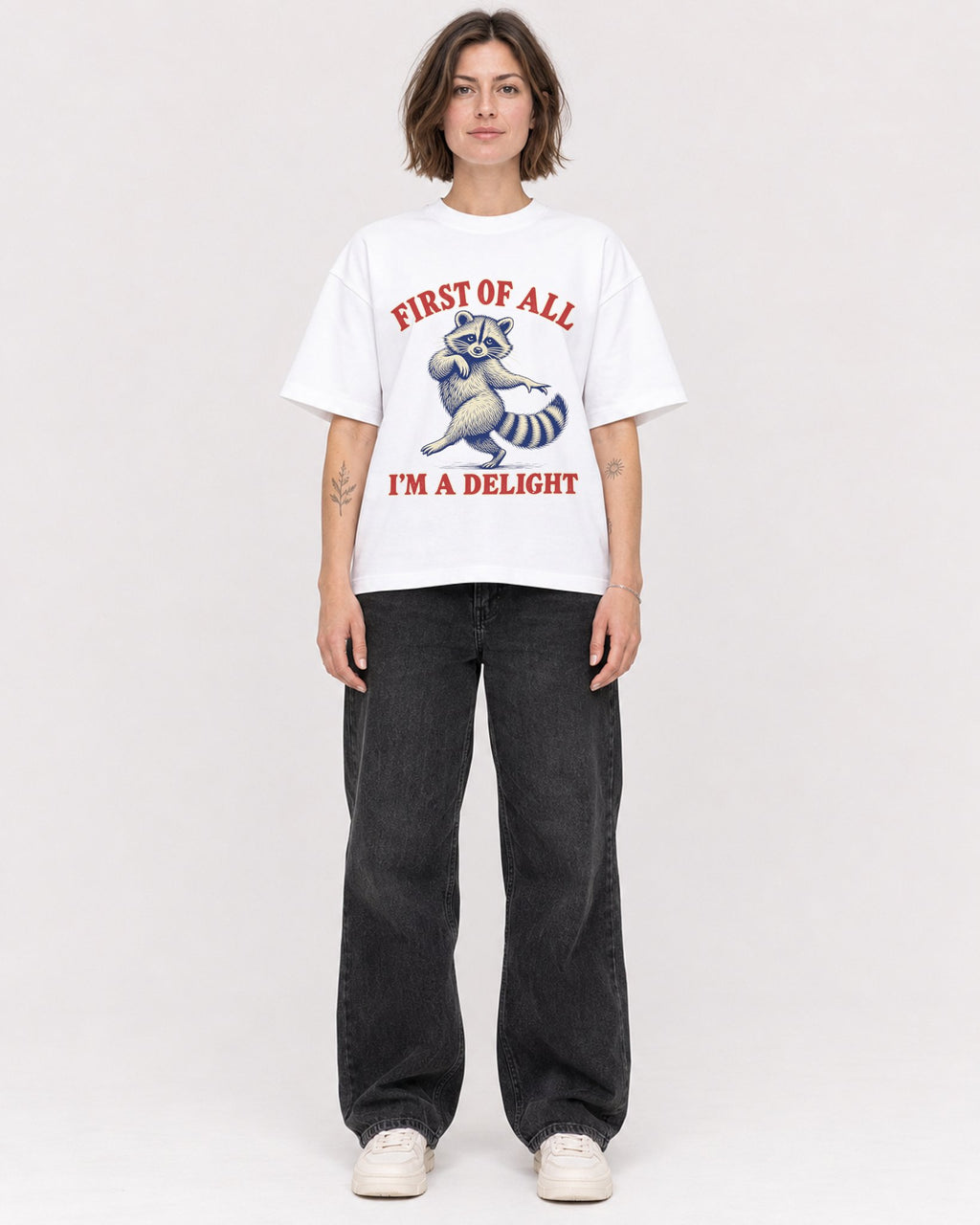 Mockup Boxy Heavyweight Tee White female full-body 18