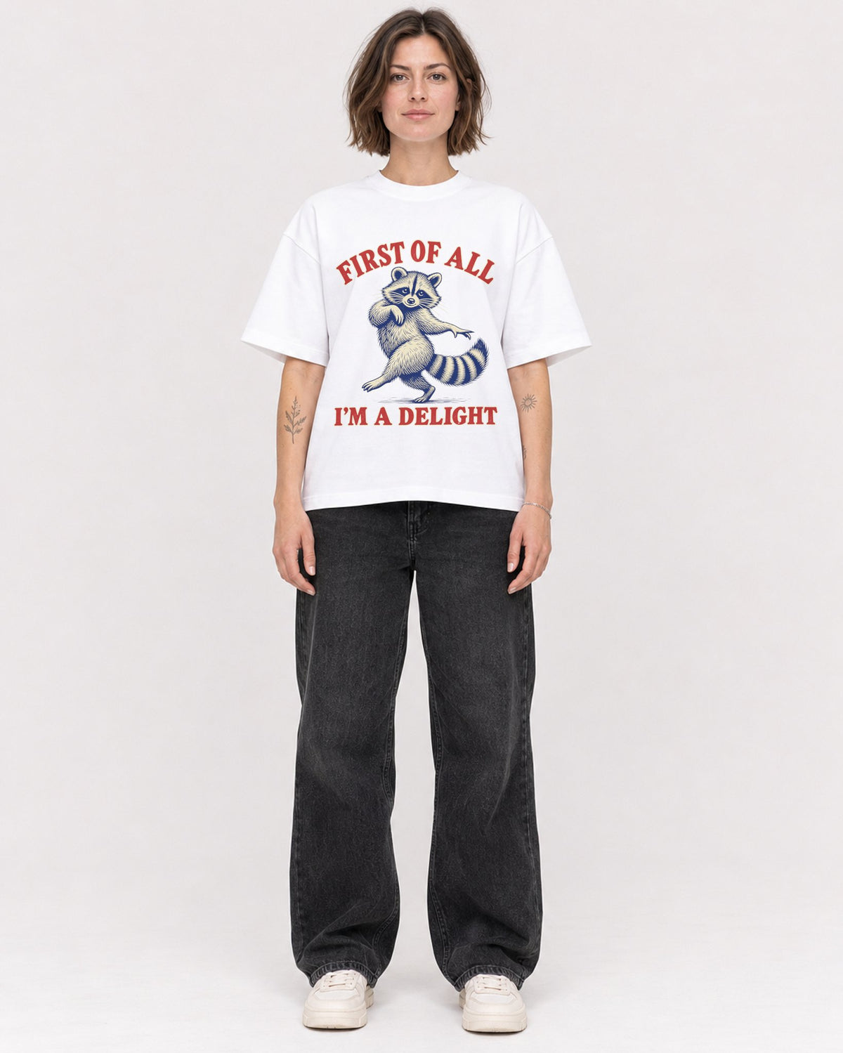 Mockup Boxy Heavyweight Tee White female full-body 18